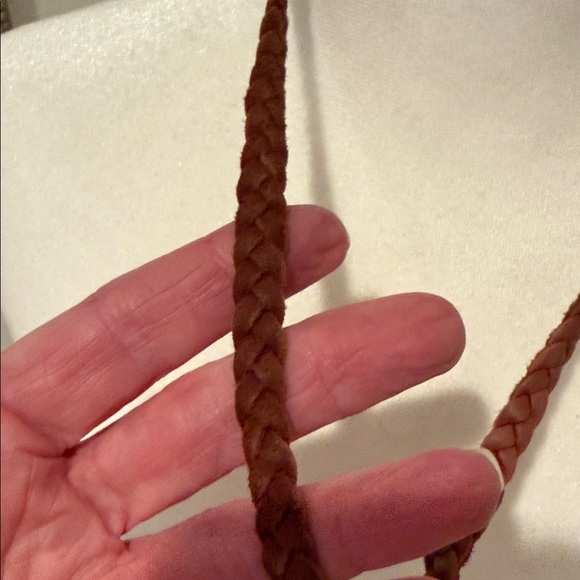 Braided Leather Necklace with Ring Accent - Picture 3 of 5